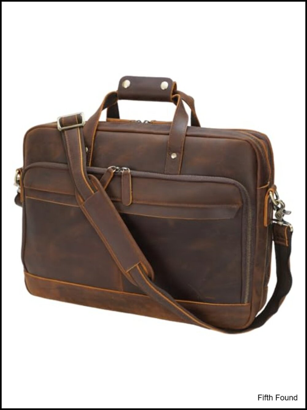 Full Grain Cowhide Leather Laptop Briefcase 17.3 Inch Business Messenger